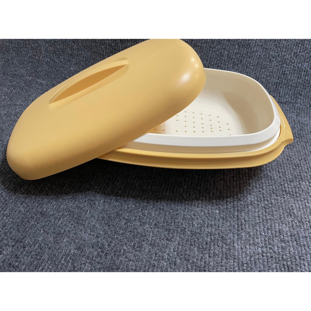 Vintage Tupperware Microwave Steamer Harvest Gold 3 Piece Set 1273 1274 1275 USA